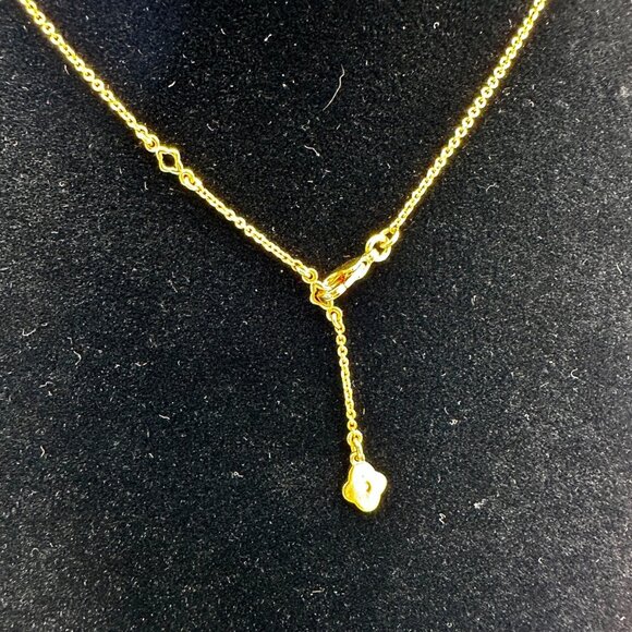 Stella & Dot Gold-Tone Necklace Aqua Druzy Pendant Crystal Accents Original Box - Picture 5 of 7